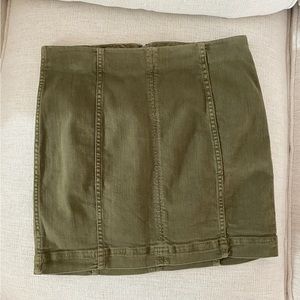 Free People Denim Modern Femme Mini Skirt, Size 6, Army Green